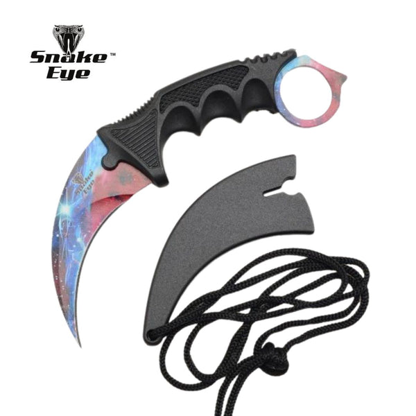 Backorder - Snake Eye Blue Galaxy Karambit Tactical Fixed Blade 7.75″ Knife