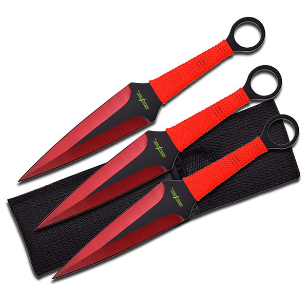 Backorder - Perfect Point Red Kunai Throwing Knife Set 9"