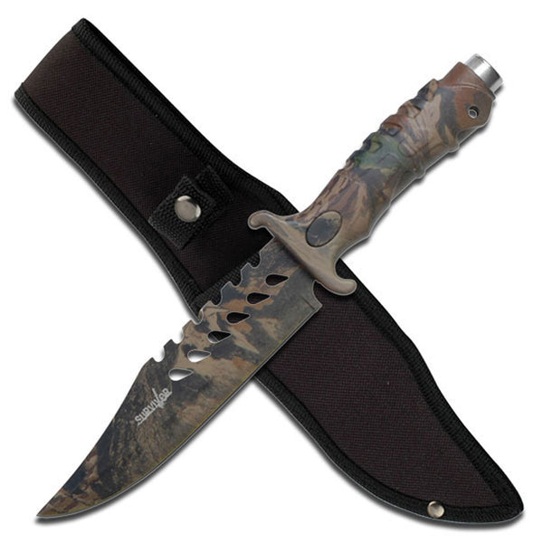 Survivor 10.5" Camo Bowie Fixed Blade Knife