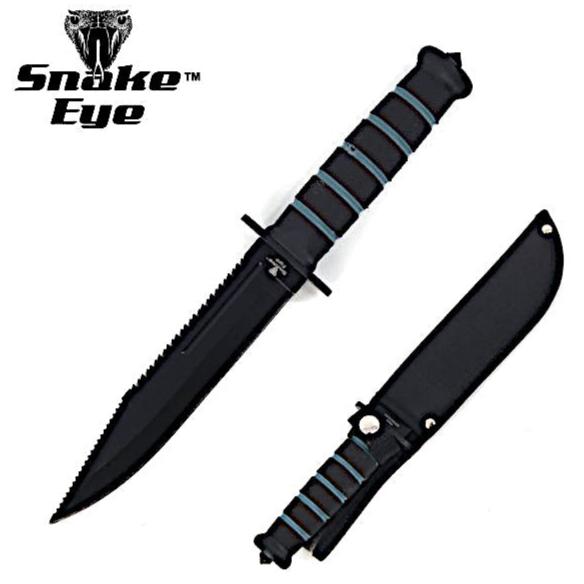 Snake Eye 12" Tactical Blk/Blue Fixed Blade Knife