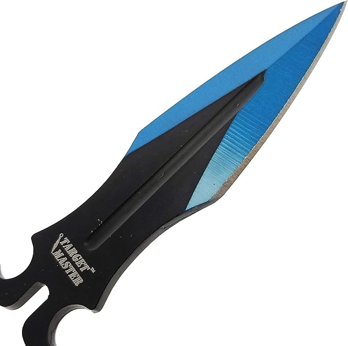 Target Master 3 Set Black/Blue Cross Throwing Knife Set 8"