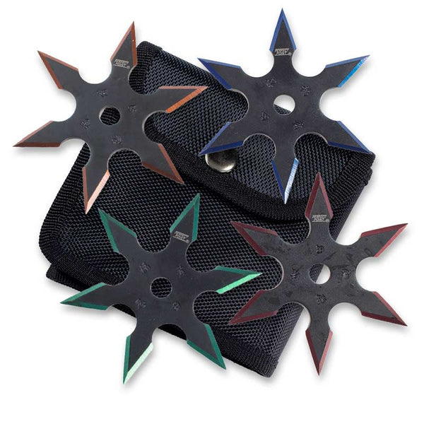 Perfect Point 4 Set Black Colour Edged Ninja Throwing Star 4"