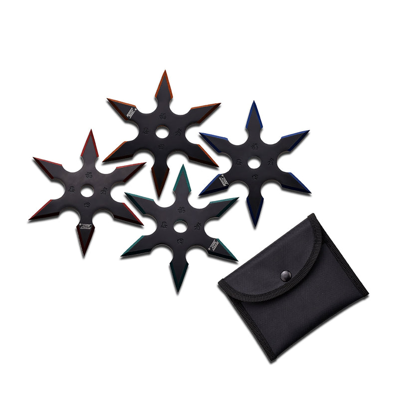 Perfect Point 4 Set Black Colour Edged Ninja Throwing Star 4"