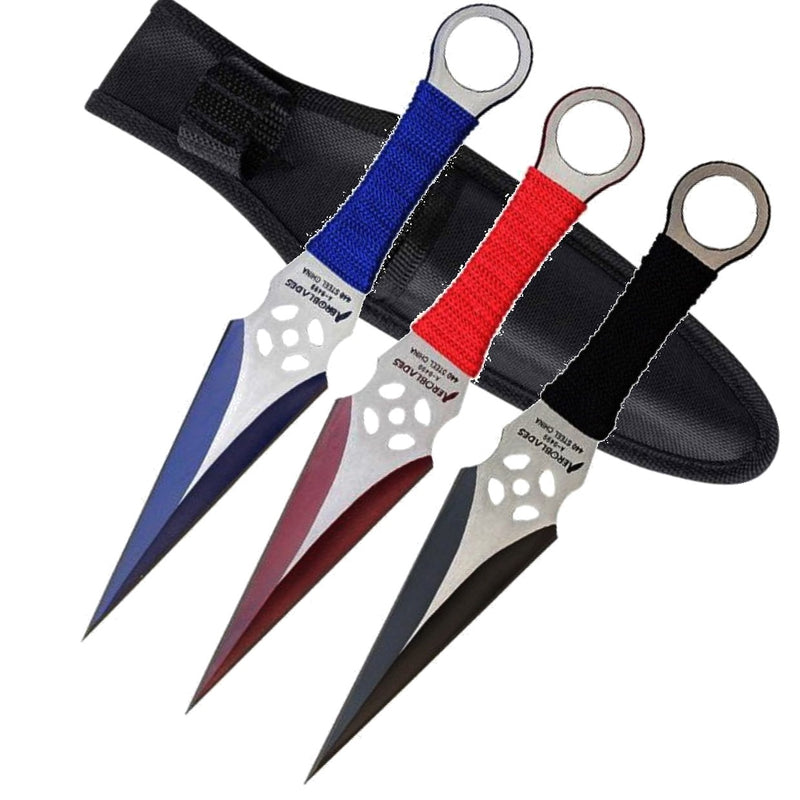 Aeroblades 3 Piece Two Tone Kunai Throwing Knife Set 9″