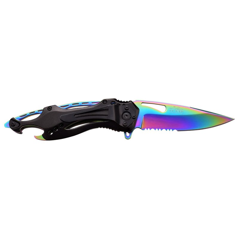 MTech USA 8″ Rainbow Tinite Coated Folding Knife