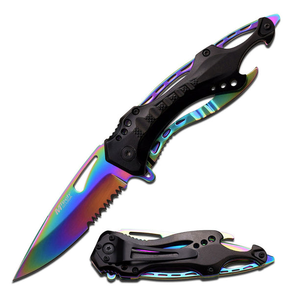 MTech USA 8″ Rainbow Tinite Coated Folding Knife