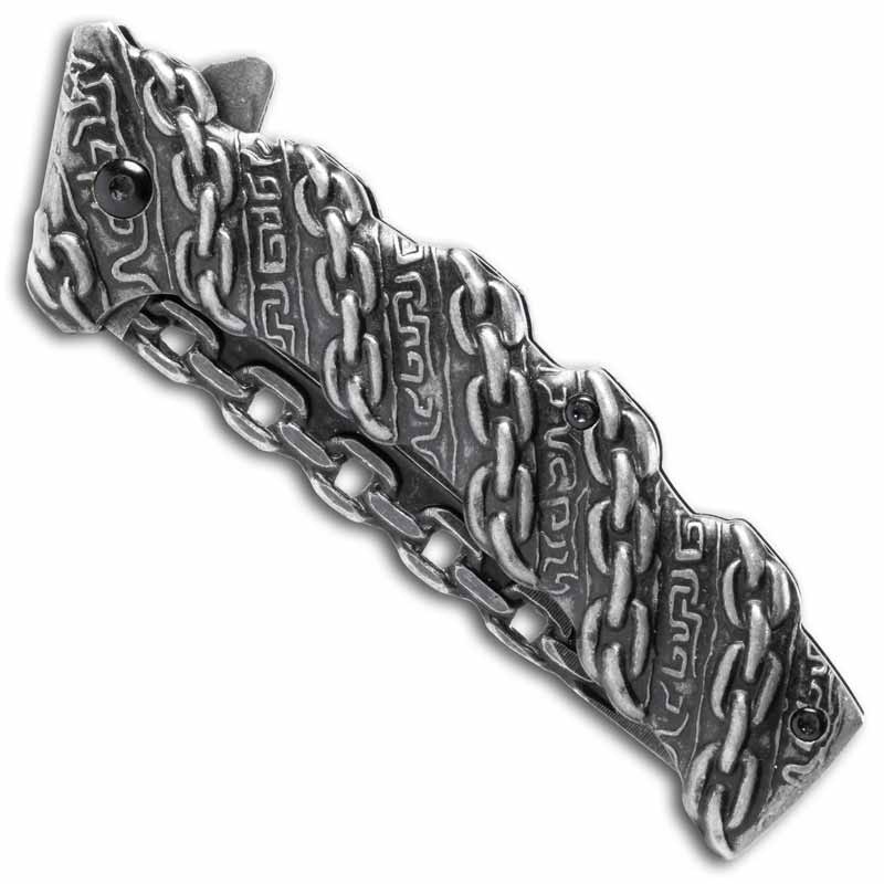 Buckshot Stonewashed Chain Link Folding Knife 8″