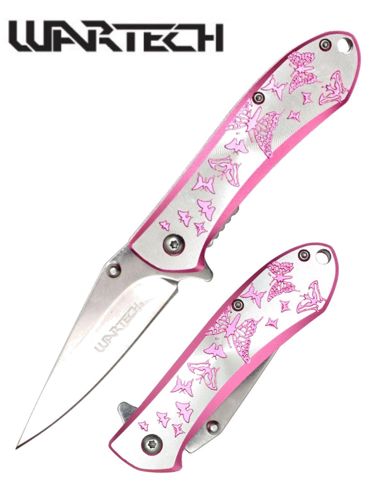 Wartech Pink Butterfly Folding Knife 7″