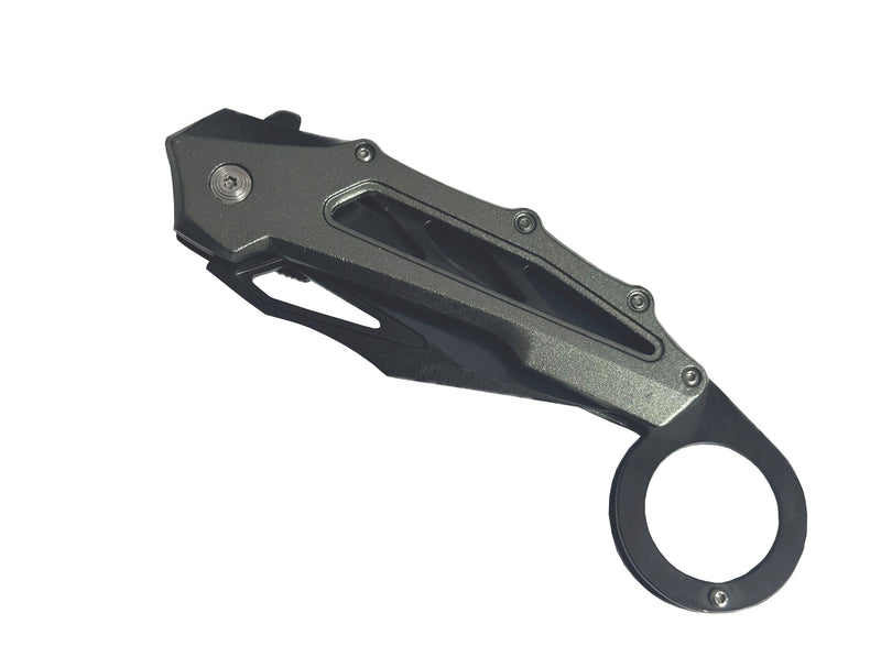 Snake Eye 7.2" Grey Tactical Folding Karambit Knife