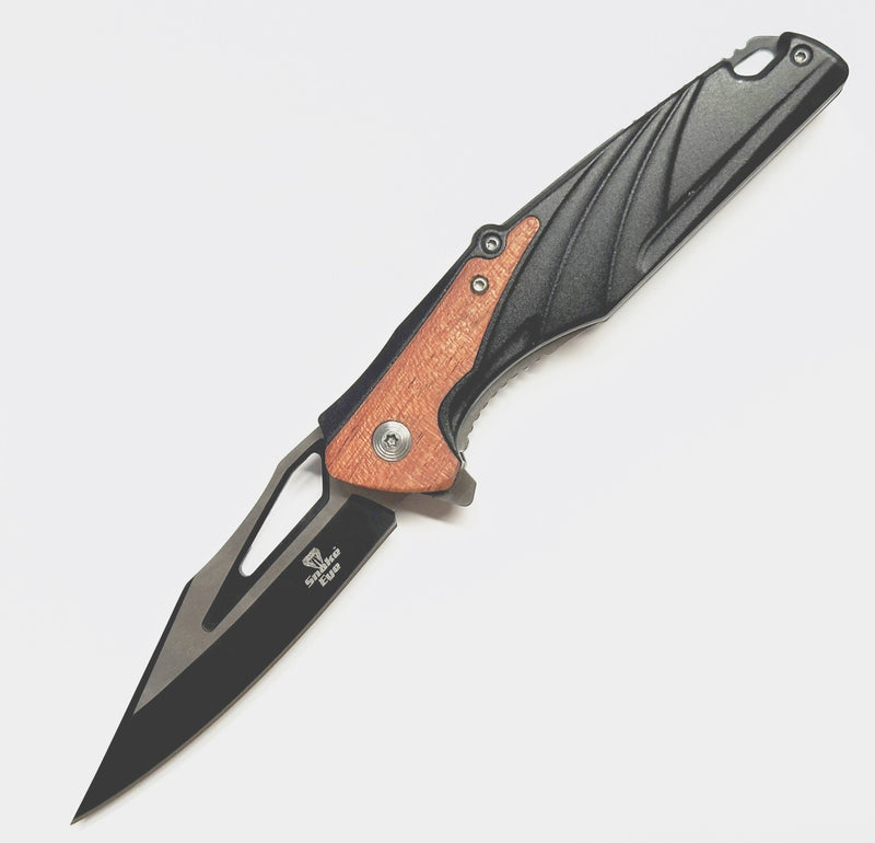 Snake Eye 8.25" Black/Brown Sharp Point Folding Knife