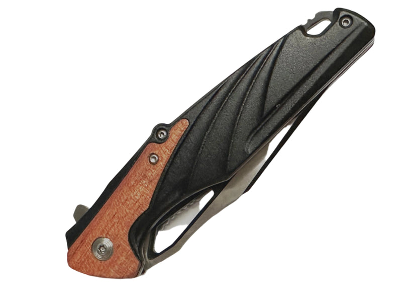 Snake Eye 8.25" Black/Brown Sharp Point Folding Knife