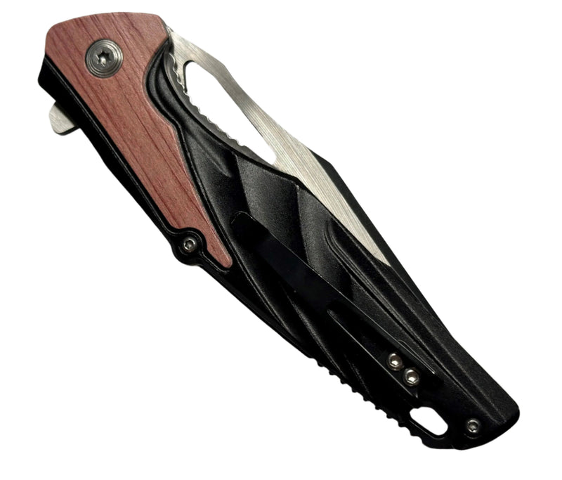 Snake Eye 8.25" Black/Brown Sharp Point Folding Knife