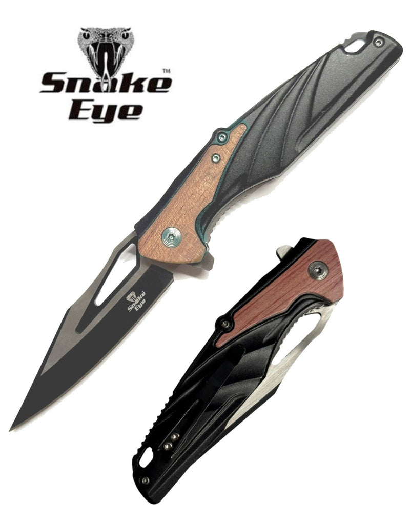 Snake Eye 8.25" Black/Brown Sharp Point Folding Knife