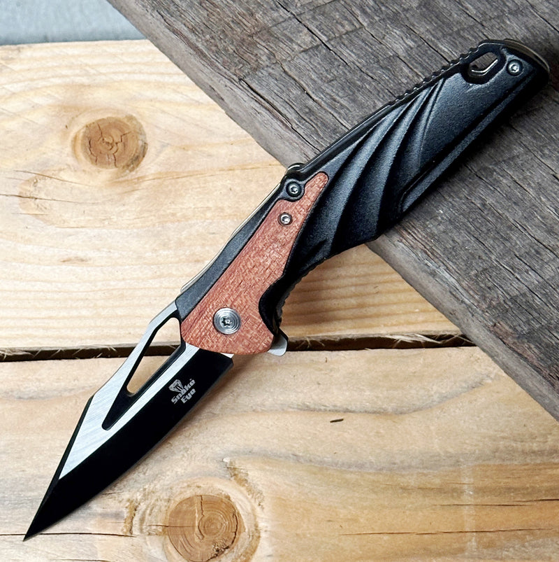 Snake Eye 8.25" Black/Brown Sharp Point Folding Knife