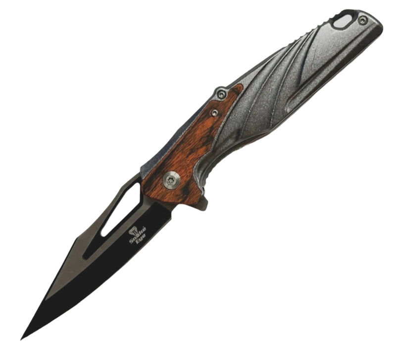 Snake Eye 8.25" Grey/Brwon Sharp Point Folding Knife