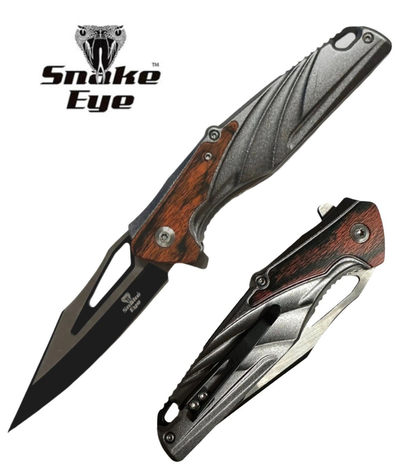 Snake Eye 8.25" Grey/Brwon Sharp Point Folding Knife