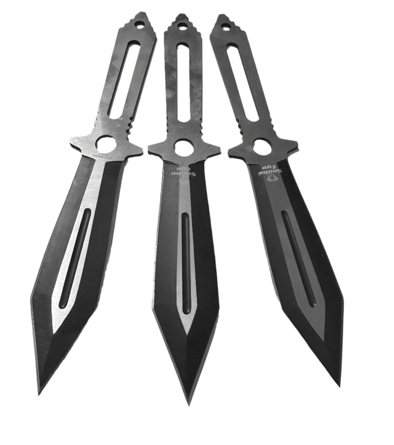 Snake Eye 3 Piece Two-Tone Throwing Knife Set 8″