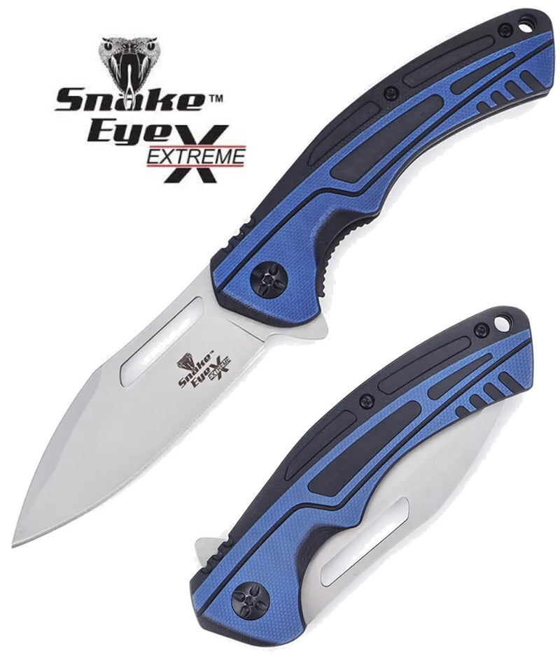 Snake Eye Extreme 8" Black/Blue Folding Knife