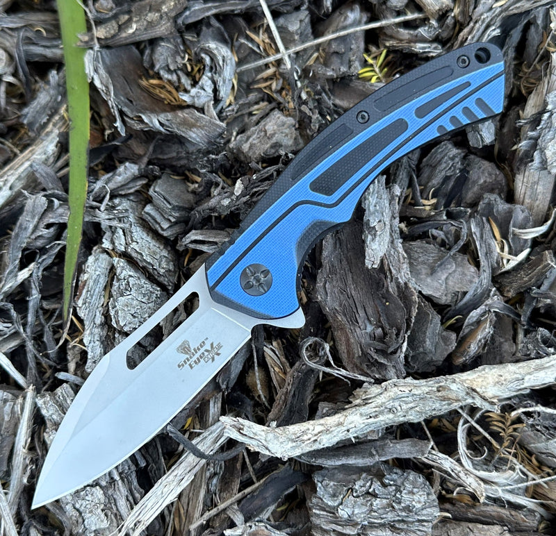 Snake Eye Extreme 8" Black/Blue Folding Knife