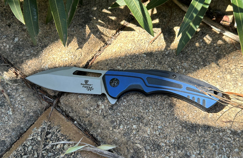 Snake Eye Extreme 8" Black/Blue Folding Knife