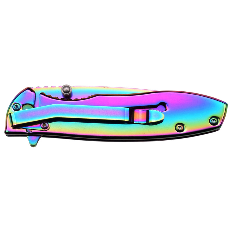 Tac-Force 6.75″ Rainbow Titanium Coated Drop Point Folding Knife