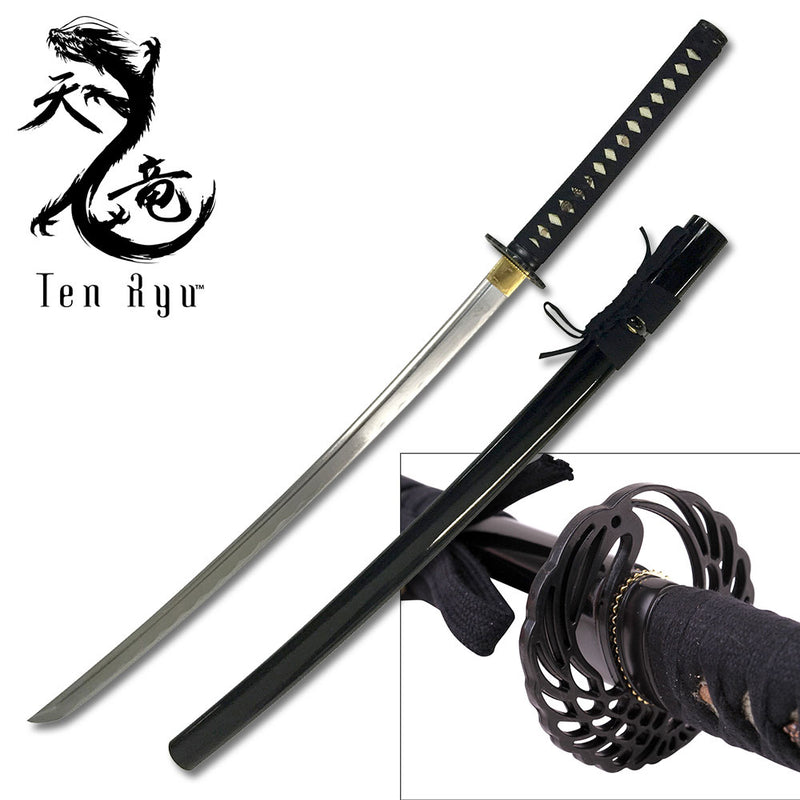 Ten Ryu 42″ Crane Black Samurai Sword