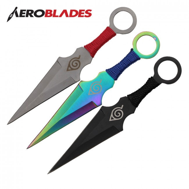 Aeroblades 3 Piece Ninja Kunai Throwing Knives 6.5″