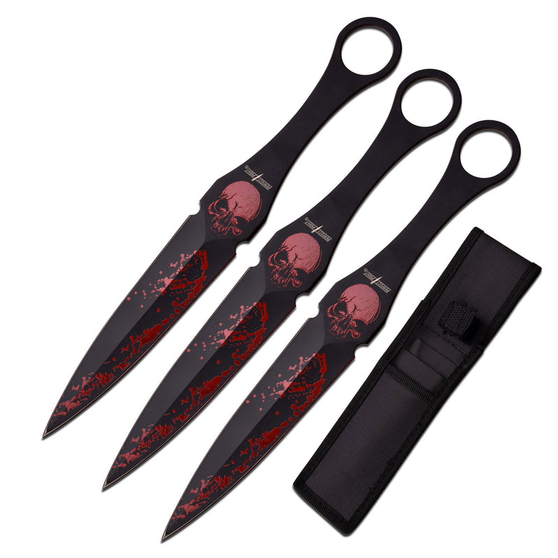 Backorder - Perfect Point Skull Kunai Throwing Knife Set 9"