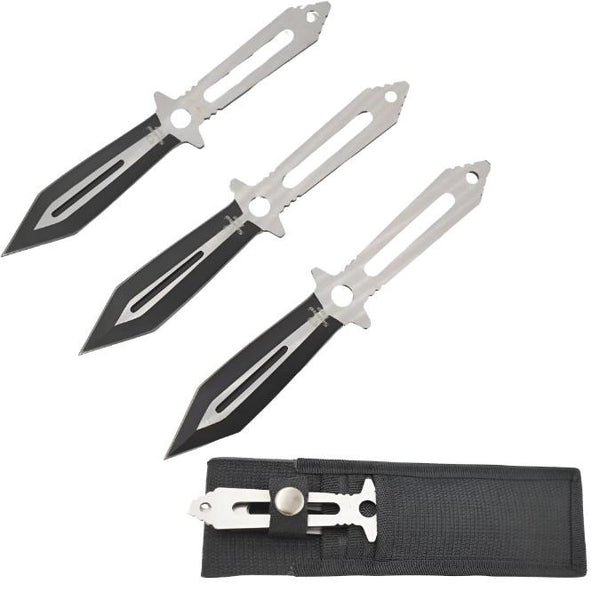 Snake Eye 3 Piece Two-Tone Throwing Knife Set 8″