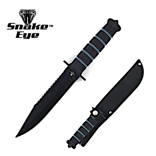 Snake Eye 12" Tactical Blk/Blue Fixed Blade Knife