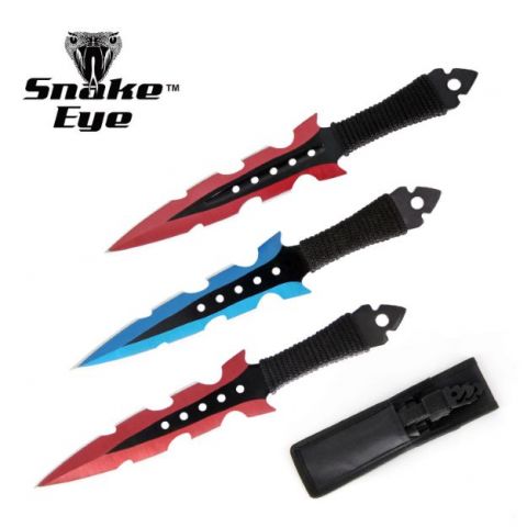 Snake Eye 3 Piece Two-Tone Throwing Knife Set 8″