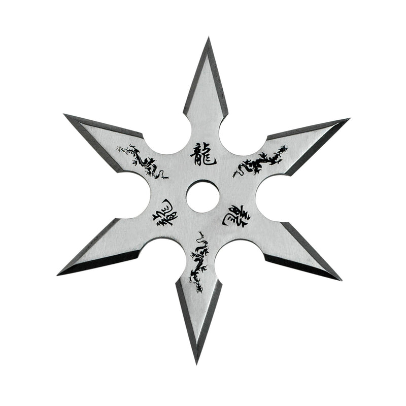 Blades USA Silver 6 Point Dragon Throwing Star 4"