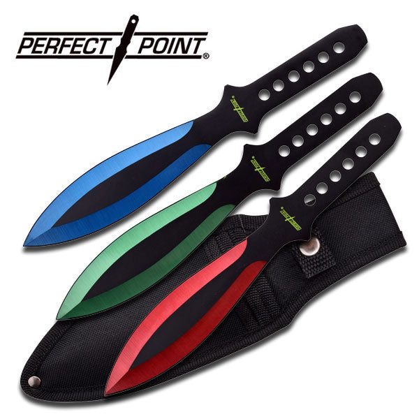 Backorder - Perfect Point Assorted Colour Throwing Knife Set 9″