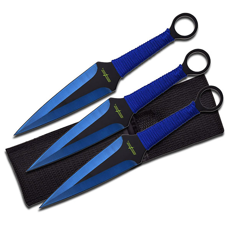 Perfect Point Blue Kunai Throwing Knife Set 9"