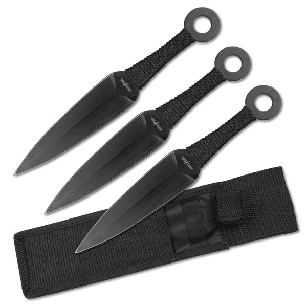 Backorder - Perfect Point Black Kunai Throwing Knife Set 9″