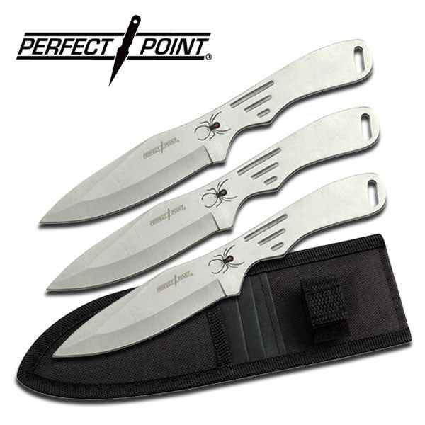 Backorder - Perfect Point Silver Spider Throwing Knife Set 8″