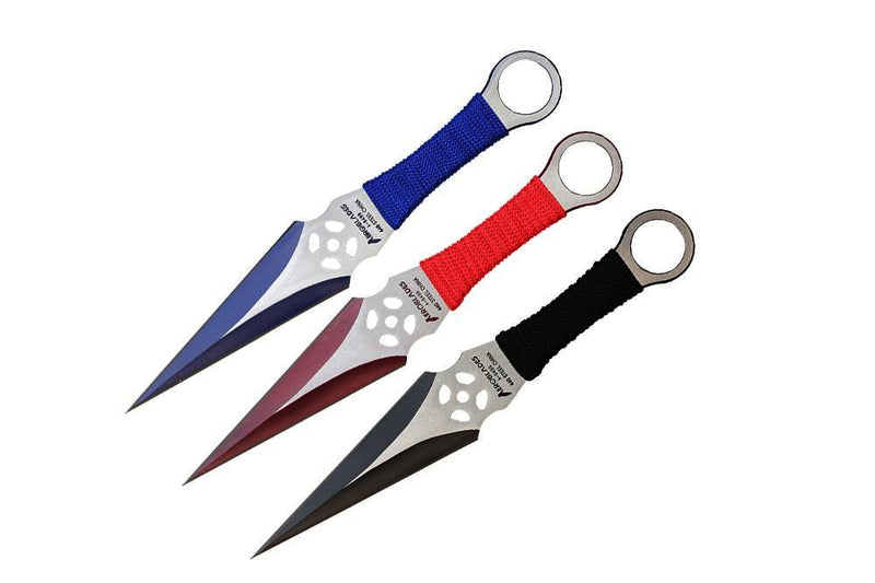 Aeroblades 3 Piece Two Tone Kunai Throwing Knife Set 9″