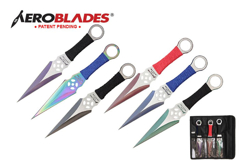Aeroblades 6 Piece Kunai Throwing Knives 9″