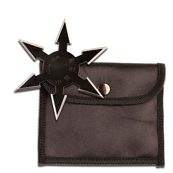 6 Point Live Blade Black Throwing Star 4″