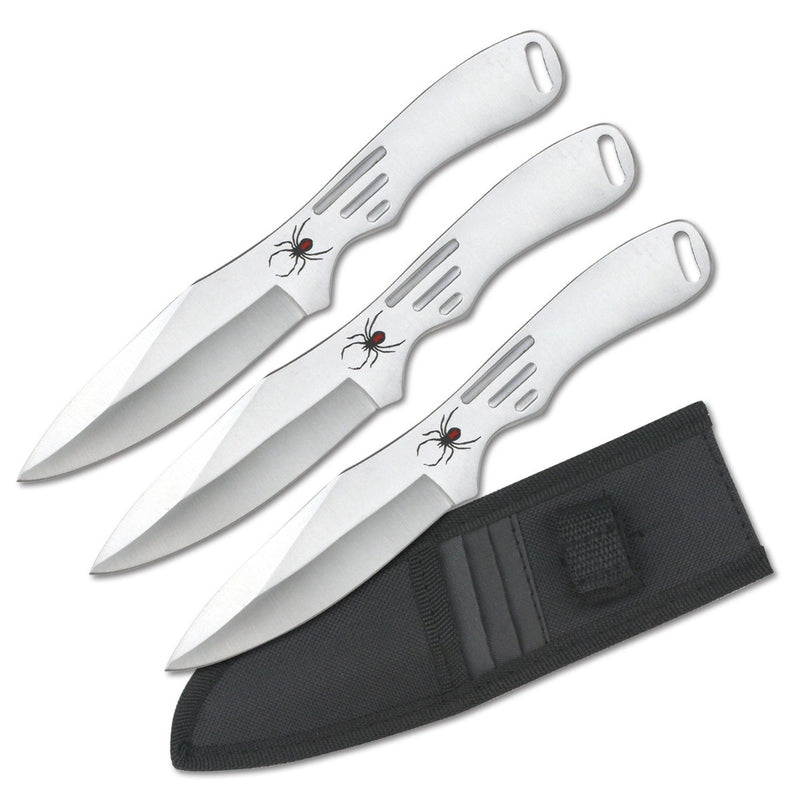 Backorder - Perfect Point Silver Spider Throwing Knife Set 8″